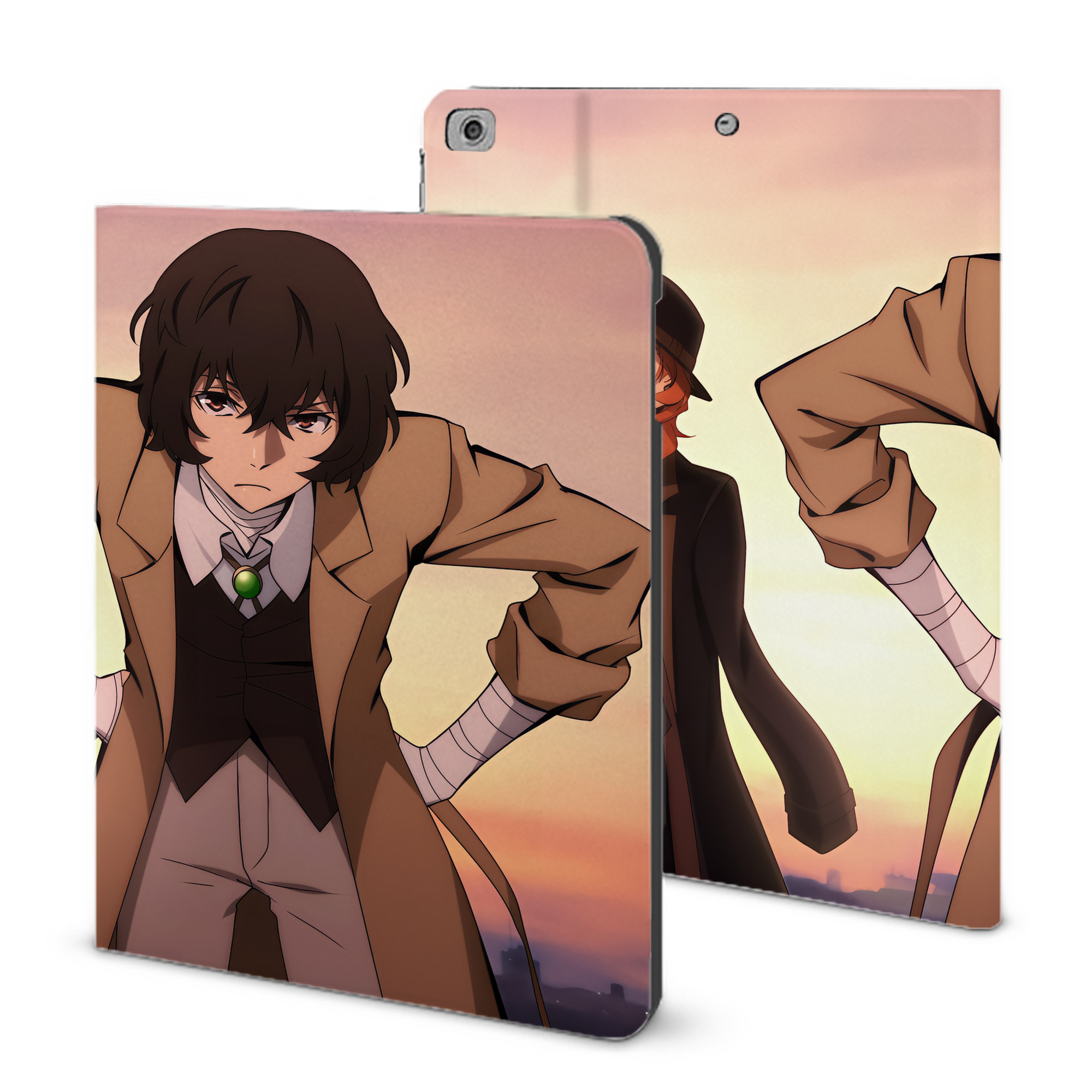 （画像用） 文豪ストレイドッグス Bungo Stray Dogs IPad ケース ブック型 PUレザー TPU 耐衝撃 軽量 薄型 ペン収納なし 全面保護 IPad 各モデル対応